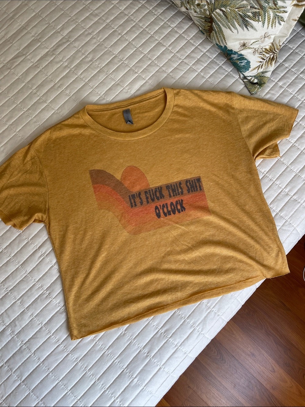 Mustard Graphic Tee with Retro Text